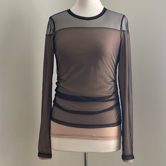 Helmut Lang Tulle Layered Long Sleeve Top Size Medium - Picture 1 of 7